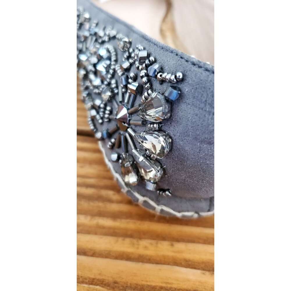 Kurt Geiger Beaded Embellished Grey Slip-On Loafers Rhinestones Size 7 - Picture 10 of 15